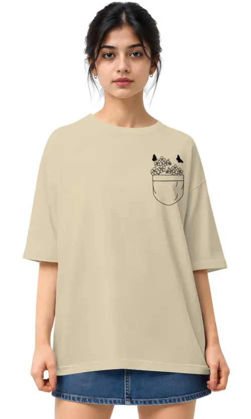 Pocket Flowers | Oversized Drop Shoulder Tee