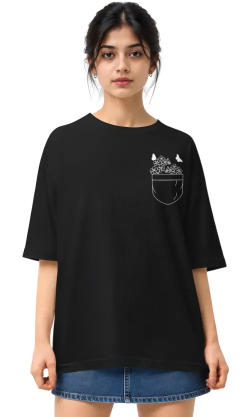 Pocket Flowers | Oversized Drop Shoulder Tee